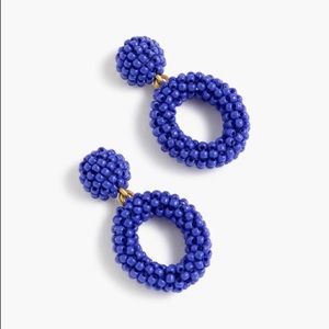 J.Crew Mini Beaded Drop-Hoop Earrings Blue NWOT